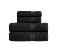 Amazon Basics Set Asciugamani Bagno Spugna 100% Cotone 2 Teli + 2 Asciugamani Viso, Nero, Confezione 4 Pezzi