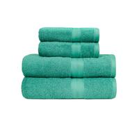 Amazon Basics Set Asciugamani Bagno Spugna 100% Cotone 2 Teli + 2 Asciugamani Viso, Verde Turchese, Confezione 4 Pezzi
