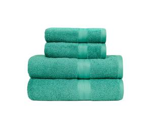 Amazon Basics Set Asciugamani Bagno Spugna 100% Cotone 2 Teli + 2 Asciugamani Viso, Verde Turchese, Confezione 4 Pezzi