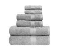 Amazon Basics Set Asciugamani Bagno Spugna 100% Cotone 2 Teli + 2 Viso + 2 Ospite, Grigio, Confezione 6 Pezzi