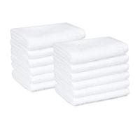 Amazon Basics Set Asciugamani Bagno Spugna 100% Cotone Asciugamani Viso 30x30 cm, Bianco, Confezione 12 Pezzi