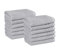 Amazon Basics Set Asciugamani Bagno Spugna 100% Cotone Asciugamani Viso 30x30 cm, Grigio, Confezione 12 Pezzi