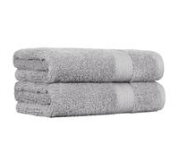 Amazon Basics Set Asciugamani Bagno Spugna 100% Cotone Asciugamani Viso 50x100 cm, Grigio, Confezione 2 Pezzi