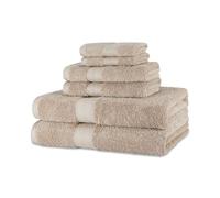 Amazon Basics Set Asciugamani Bagno Spugna 100% Cotone Biologico 2 Teli + 2 Viso + 2 Ospite, Talpa, Confezione 6 Pezzi