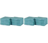 Amazon Basics Set Asciugamani Bagno Spugna 100% Cotone Biologico Asciugamani Viso 30x30 cm, Verde Acqua, Confezione 12 Pezzi (Confezione da 2)