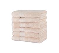 Amazon Basics Set Asciugamani Bagno Spugna 100% Cotone Biologico Asciugamani Viso 41x66 cm, Rosa Pesca, Confezione 6 Pezzi
