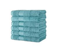 Amazon Basics Set Asciugamani Bagno Spugna 100% Cotone Biologico Asciugamani Viso 41x66 cm, Verde Acqua, Confezione 6 Pezzi