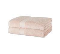 Amazon Basics Set Asciugamani Bagno Spugna 100% Cotone Biologico Telo Doccia 76x137 cm, Rosa Pesca, Confezione 2 Pezzi
