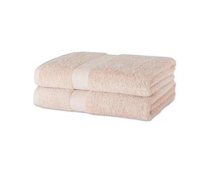 Amazon Basics Set Asciugamani Bagno Spugna 100% Cotone Biologico Telo Doccia 76x137 cm, Rosa Pesca, Confezione 2 Pezzi