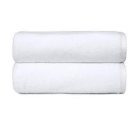 Amazon Basics Set Asciugamani Bagno Spugna 100% Cotone Telo Doccia 70x140 cm, Bianco, Confezione 2 Pezzi