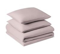 Amazon Basics Set Copripiumino Matrimoniale in Microfibra Prelavata, Extra Morbido con Effetto Naturale Arricciato, Non Necessita Stiratura, Copripiumino da 240 x 220 cm e 2 Federe da 50 x 80 cm,Viola