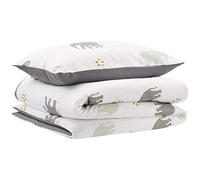 Amazon Basics - Set copripiumino per bambini, in microfibra, motivo: elefanti - 135 x 200 cm + 50 x 75 cm, stampa