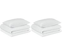 Amazon Basics Set Copripiumino Singolo in Cotone Organico, 2 Pezzi, Copripiumino da 135 x 200 cm e 2 Federe da 50 x 80 cm, Bianco (Confezione da 2)