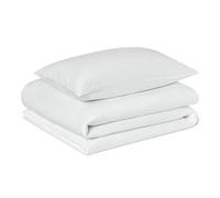 Amazon Basics Set Copripiumino Singolo in Cotone Organico, 2 Pezzi, Copripiumino da 135 x 200 cm e 2 Federe da 50 x 80 cm, Bianco