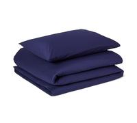 Amazon Basics Set Copripiumino Singolo in Cotone Organico, 2 Pezzi, Copripiumino da 135 x 200 cm e 2 Federe da 50 x 80 cm, Blu navy