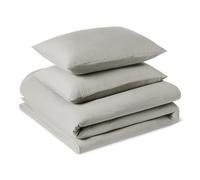Amazon Basics Set Copripiumino Una Piazza e Mezza in Microfibra Prelavata,Extra Morbido con Effetto Naturale Arricciato,Non Necessita Stiratura,Copripiumino da 200x200 cm e 2 Federe da 50x80 cm,Grigio