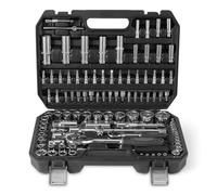 Amazon Basics Set da 108 pezzi di bussole con cricchetto, estensori e punte, con custodia