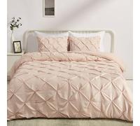 Amazon Basics set da biancheria da letto con piumino, 3 pezzi, piumino da 274 x 239 cm e 2 federe da 51 x 91 cm, color cipria, plissettato con bordi tubolari