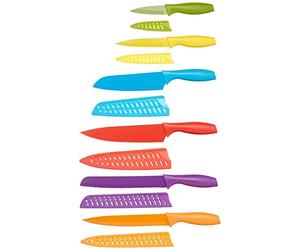 Amazon Basics Set di coltelli Colorati, 12 Pezzi, Assortito