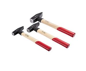 Amazon Basics Set di martelli da ingegnere con manico in legno di noce americano, 3 pezzi, 300 g, 500 g, 1000 g, Nero