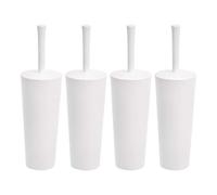 Amazon Basics Set di scopino e portascopino con impugnatura antiscivolo e setole resistenti, bianco, confezione da 4 (precedentemente marchio AmazonCommercial)