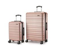 Amazon Basics, Set di Valigie Rigide Espandibili (Media + Grande), Bagaglio da Viaggio in ABS con 4 Ruote Girevoli Doppie, Struttura Leggera e Resistente ai Graffi, Colore Oro Rosa