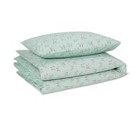 Amazon Basics Set Letto Bambini 100% Cotone Biologico, Copripiumino Reversibile 100 x 135 cm & Federa 40 x 60 cm per Lettino, Cani a Pois Verde Menta