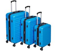Amazon Basics Set Valigie Rigide (Piccola + Media + Grande) - Bagagli Espandibili ABS con 4 Ruote Doppie Girevoli - Resistenti ai Graffi e Leggeri - Azzurro