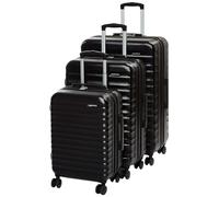 Amazon Basics Set Valigie Rigide (Piccola + Media + Grande) - Bagagli Espandibili ABS con 4 Ruote Doppie Girevoli - Resistenti ai Graffi e Leggeri - Nero