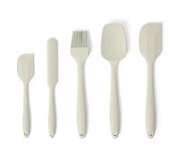 Amazon Basics Spatole in Silicone, Set di 5 Pezzi, Senza BPA, Resistenti al Calore e Lavabili in Lavastoviglie, Grigio Lino