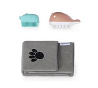 Amazon Basics Spazzola da Bagno per Cani con Asciugamano ad Asciugatura Rapida, Spazzola per la Toelettatura degli Animali Domestici, 2 Spazzole