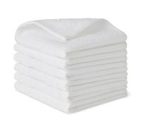 Amazon Basics Strofinacci da Cucina in Cotone Bio a Nido d'Ape, Ultra Assorbenti, ad Asciugatura Rapida, Privi di Pelucchi, 30,5cm x 30,5cm, Confezione da 6, Bianchi