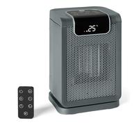 Amazon Basics Stufa Elettrica Portatile in Ceramica, 1800W, con Telecomando, Oscillazione 70°, Display Digitale, 5 Modalità, Timer 24h, 25cm, Grigio