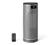 Amazon Basics Stufa Elettrica Portatile in Ceramica, 1800W, con Telecomando, Oscillazione 70°, Display Digitale, 5 Modalità, Timer 24h, 40cm, Grigio