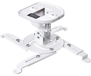Amazon Basics Supporto a staffa per proiettore, inclinabile, per soffitto e parete, Capacità 15 kg, Bianco
