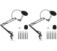 Amazon Basics Supporto Braccio Microfono Regolabile con Filtro Anti-Pop, Schermo Antivento in Schiuma, Morsetto da Tavolo, Rotazione a 360°, Compatibile con Blue Yeti, Snowball, HyperX, 35.5 cm, Nero