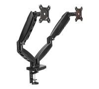 Amazon Basics Supporto da Scrivania a Braccio Doppio per Monitor a Molla a Gas, Tensione Regolabile, per Monitor da 15” a 27”, Supporta 2,0-7,0kg per Braccio, VESA 75x75/100x100, Nero