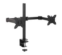 Amazon Basics Supporto da Scrivania Regolabile per Doppio Monitor, Supporta Monitor Fino a 32” e 10,0kg per braccio, tensione regolabile, VESA 75x75/100x100, Nero
