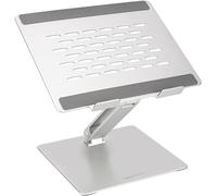 Amazon Basics Supporto Ergonomico Regolabile per Laptop, Multiangolo con Sfiato per il Calore, Cerniere Preserrate per la Stabilità, Adatto per Laptop da 10” a 17” (25.4-43,2cm), Argento