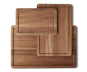 Amazon Basics - Taglieri in Legno, Set di 3 pezzi, Legno di Acacia, Pre-Trattato con Olio