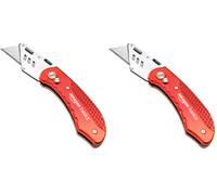 Amazon Basics Taglierino pieghevole e resistente, con corpo in alluminio, rosso (Confezione da 2)