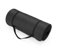 Amazon Basics Tappetino per allenamento, esercizi e yoga con tracolla, spessore extra di 2.5 cm, Nero