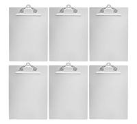 Amazon Basics Tavoletta in alluminio - Formato A4, pinza standard, 1 unità, confezione da 6, Argento, 22,6 x 4,2 x 33 cm
