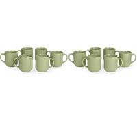 Amazon Basics Tazze Mug da Caffè in Gres Smaltato, Set di 12 Pezzi, 473ml, Adatte al Microonde e alla Lavastoviglie, Verde Oliva