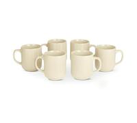 Amazon Basics Tazze Mug da Caffè in Gres Smaltato, Set di 6 Pezzi, 473ml, Adatte al Microonde e alla Lavastoviglie, Avorio
