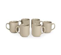 Amazon Basics Tazze Mug da Caffè in Gres Smaltato, Set di 6 Pezzi, 473ml, Adatte al Microonde e alla Lavastoviglie, Grigio Lino