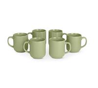 Amazon Basics Tazze Mug da Caffè in Gres Smaltato, Set di 6 Pezzi, 473ml, Adatte al Microonde e alla Lavastoviglie, Verde Oliva