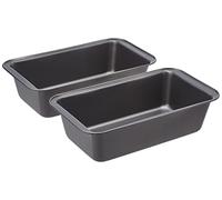 Amazon Basics Teglia per pane in acciaio al carbonio antiaderente, confezione da 2, Grigio, Rettangolare, 27 x 15 x 7 cm