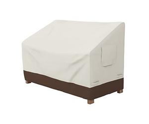 Amazon Basics Telo di copertura sagomato per panca a 2 posti, Beige + Marrone Chiaro