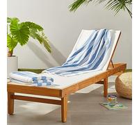 Amazon Basics Telo mare in 100% spugna di cotone, a righe Cabana, morbido e assorbente, per piscina e spiaggia, confezione da 2, Celeste, 76 x 152 cm